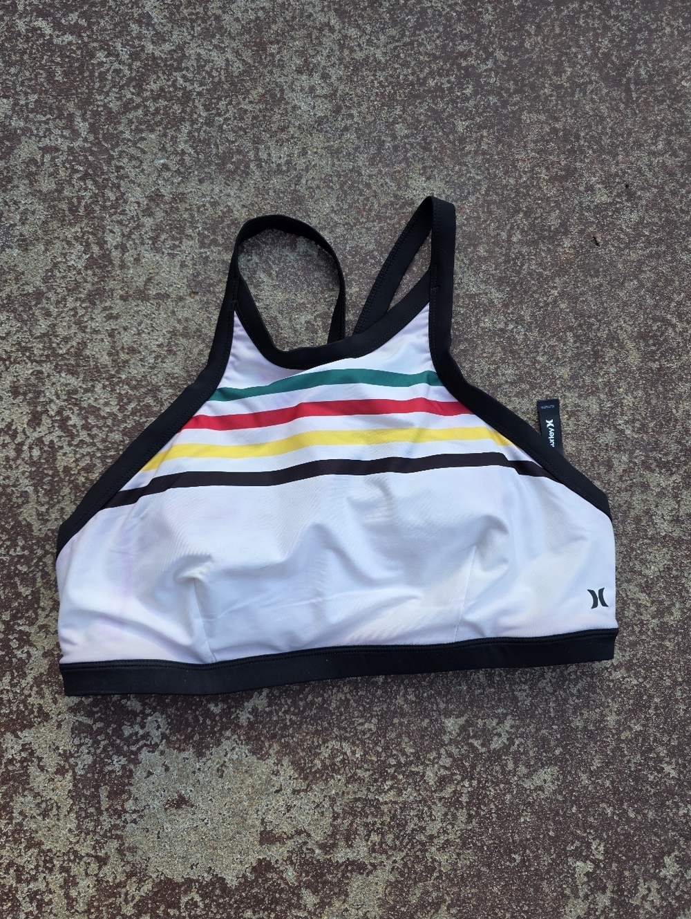 Hurley Glacier National Park Rainbow Stripe Bikini Top XL